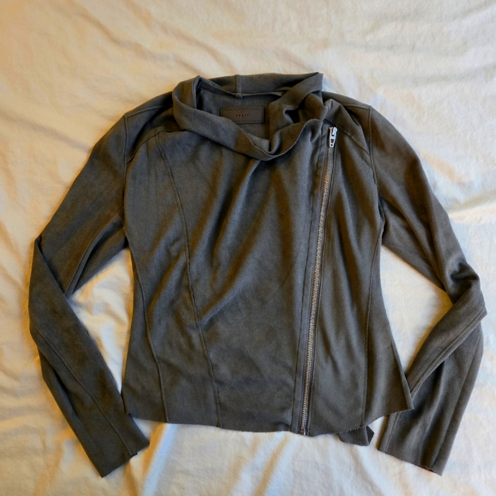 Blank NYC Grey Faux Suede Waterfall Jacket